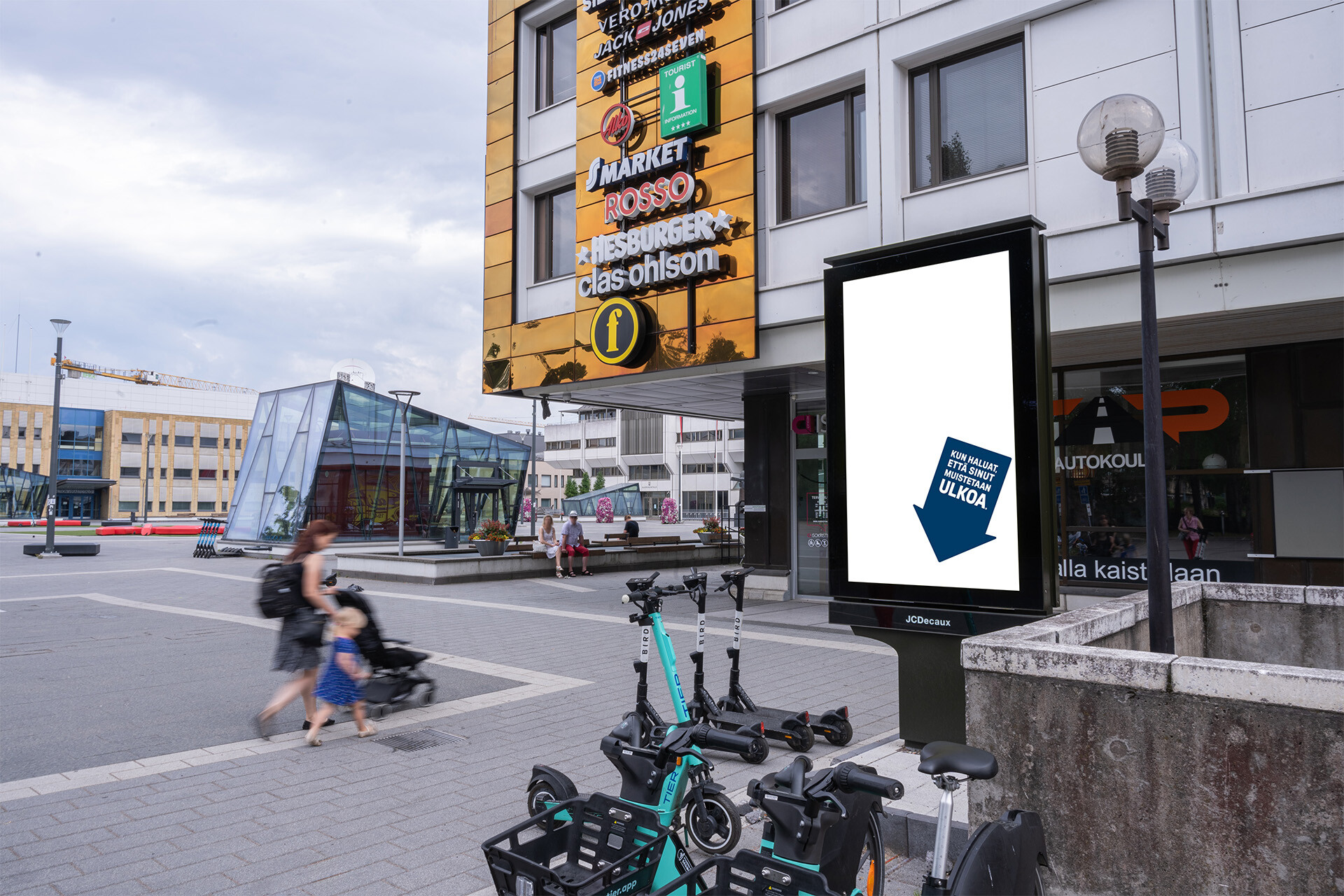 JCDecaux'in oma digitaalinen mainoskampanja Lappeenrannassa. 