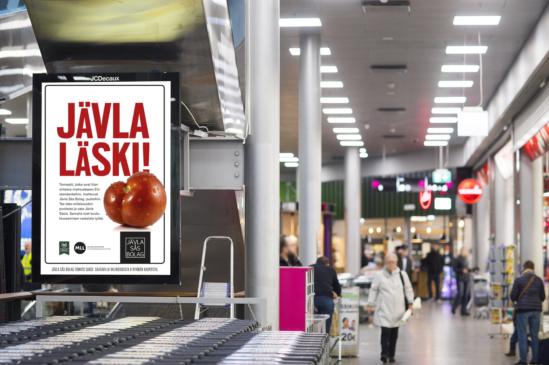 Shopper julistepinta Citymarketin ja Alkon läheisyydessä.